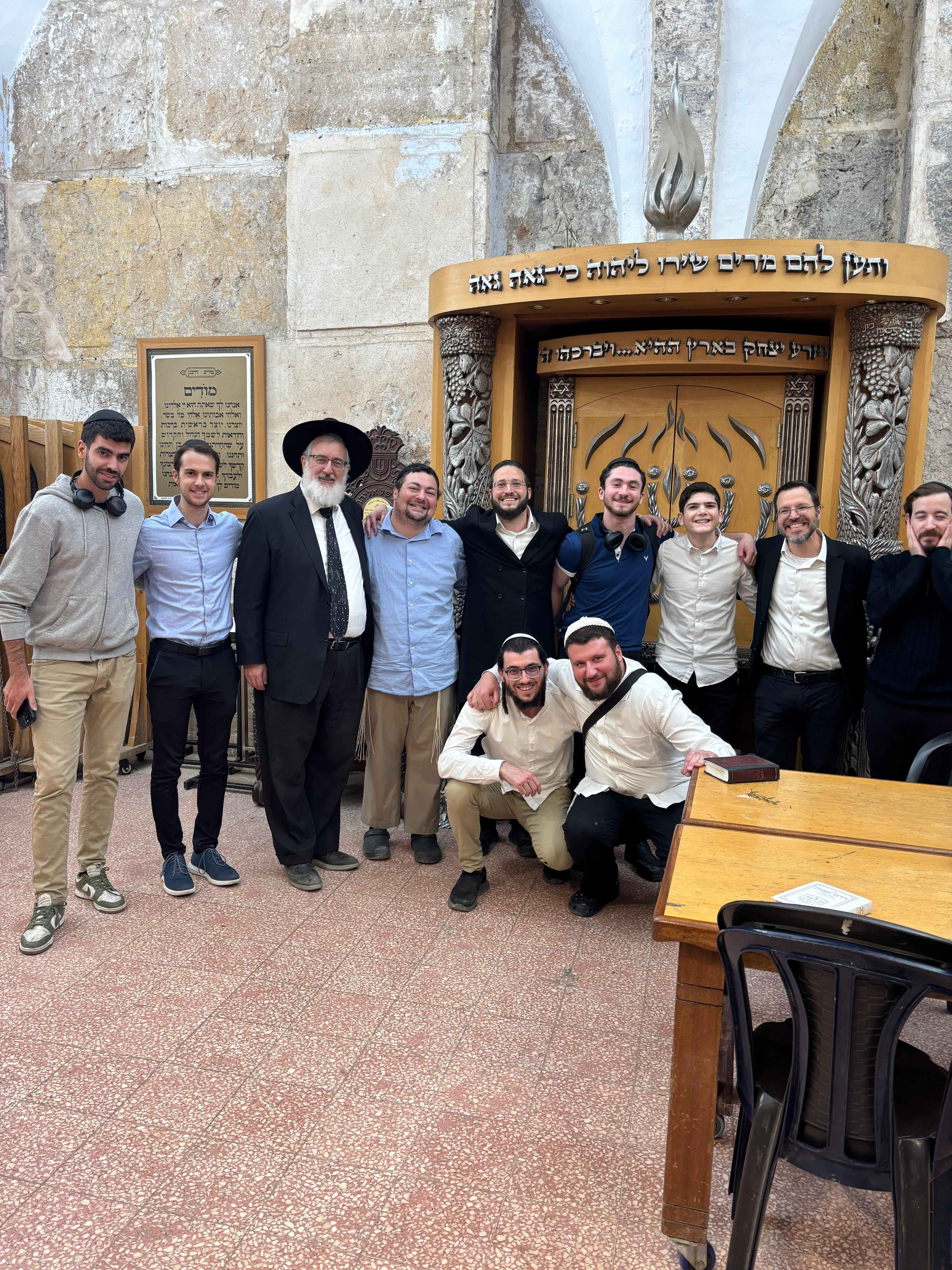 Yeshiva students and rabbeim gathered at the tziyun of Rebbe Nachman