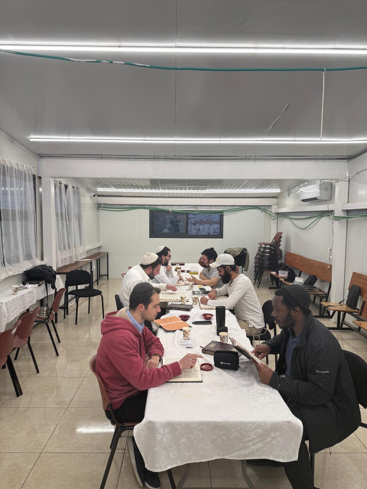 Learning Around the Table at The Breslov Yeshiva