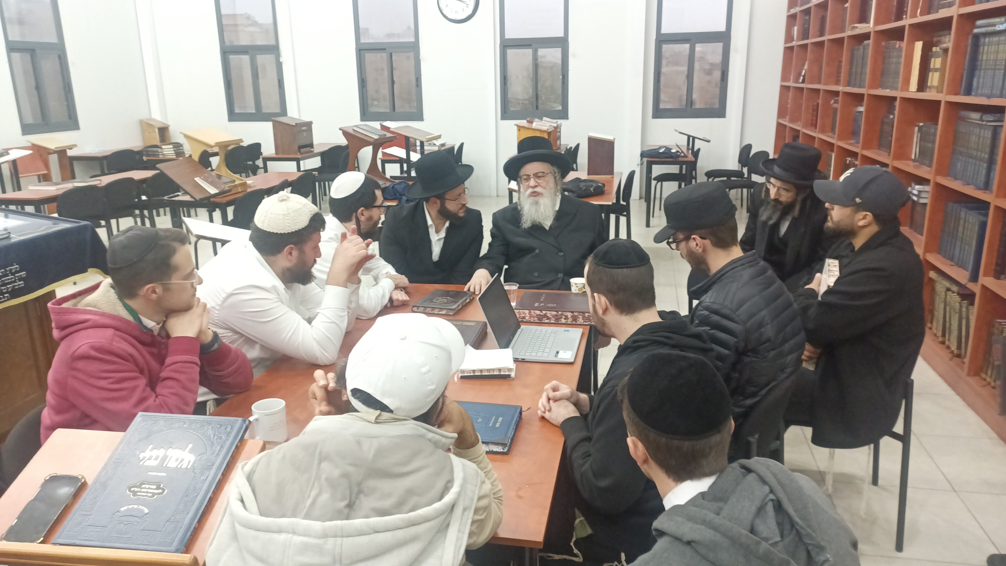 Gathered Around Rabbi Kivak at The Breslov Yeshiva